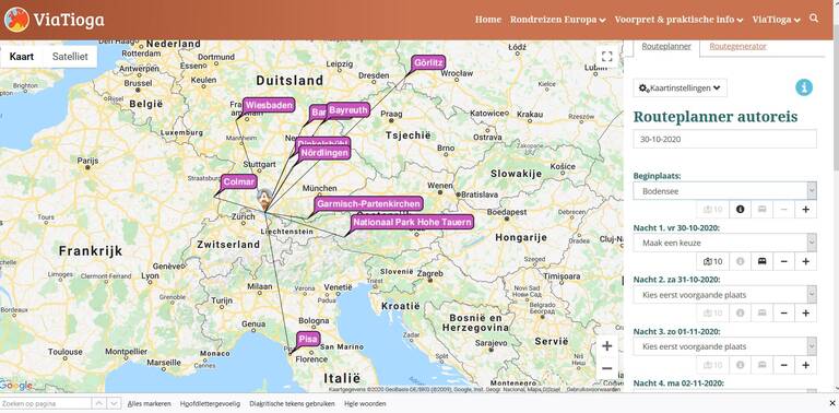 Plan een route voor je autoreis in Europa
